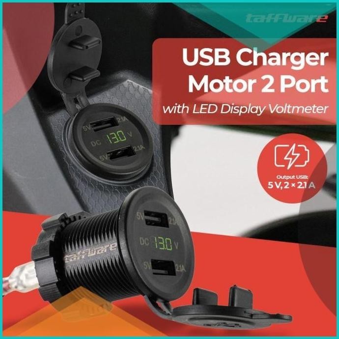 Charger HP Motor Voltmeter 2 USB Cas HP volt meter Stang Motorcycle US