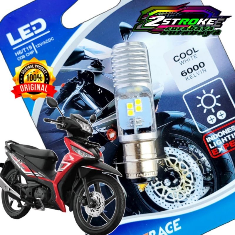 Lampu Depan Motor LED HONDA SUPRA X 125 FI Putih Terang H6/ T19 Ac/Dc 12Volt Pengganti Dop/Bohlam Wr