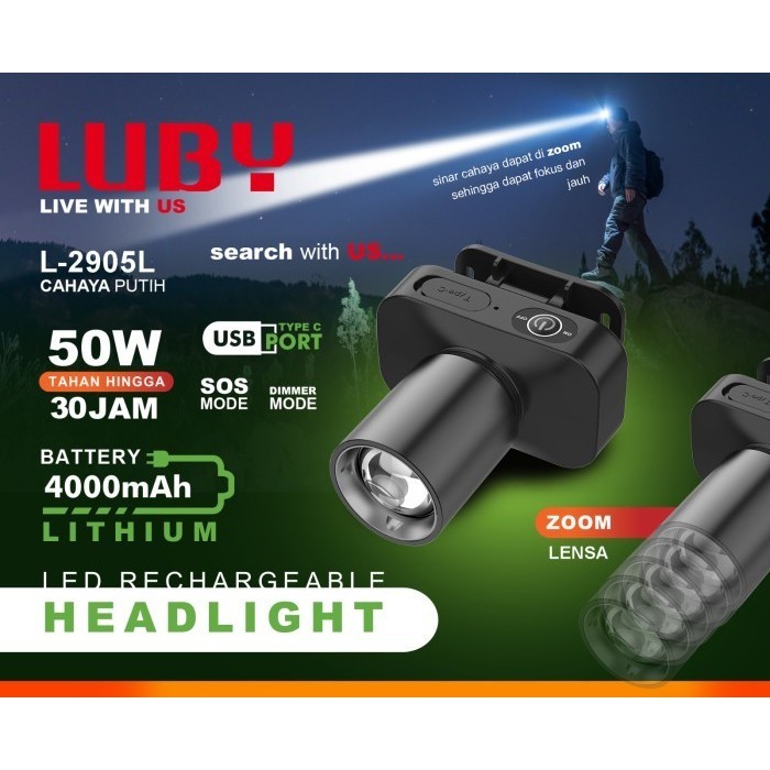 SENTER KEPALA ZOOM LUBY / HEADLAMP ZOOM LUBY L2905/2905/L-2905