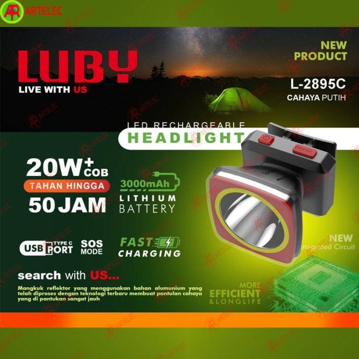 SENTER KEPALA LUBY L-2896-C L-2895-C SENTER KEPALA + COB