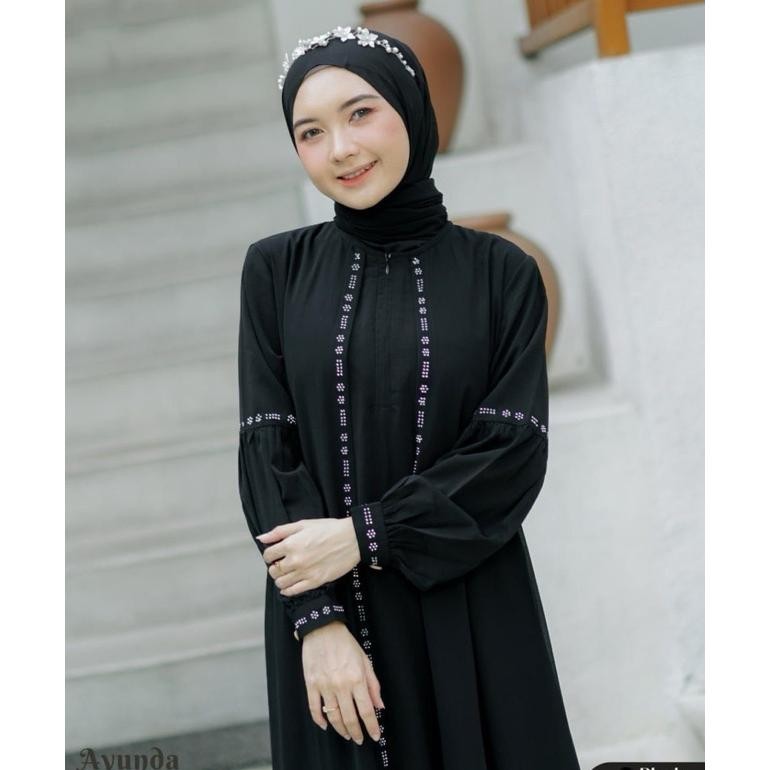 Gamis Wanita Remaja Kekinian Ayunda Dress Ceruty Mix Syakilla Aplikasi Swarovski Swarovski Viral Jum