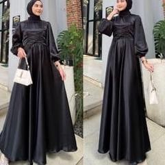 Gamis Wanita Remaja Kekinian Mila Dress Muslim Korea Satin Kondangan Bridesmaid Muslim Gaun Pesta