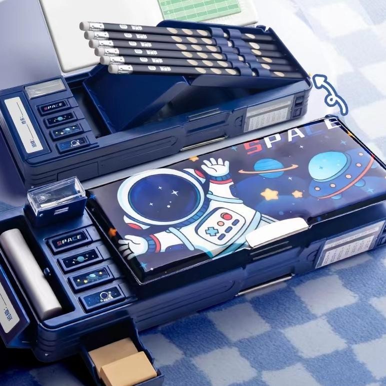 

Super Murah Tempat Pensil Multifungsi Motif Unicorn / Dinosaurus / Astronot Untuk Anak Tk/Kotak Pensil Pola Kartun Lapisan Ganda Tunggal Dengan Rautan Kapasitas 8.8