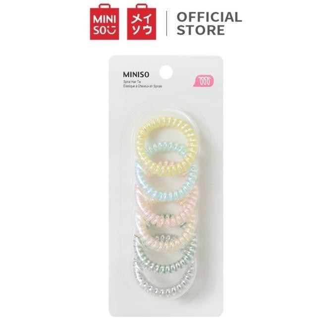 Original  Miniso Ikat Rambut Karet Rambut Spiral Kabel Pcs Hitam S002