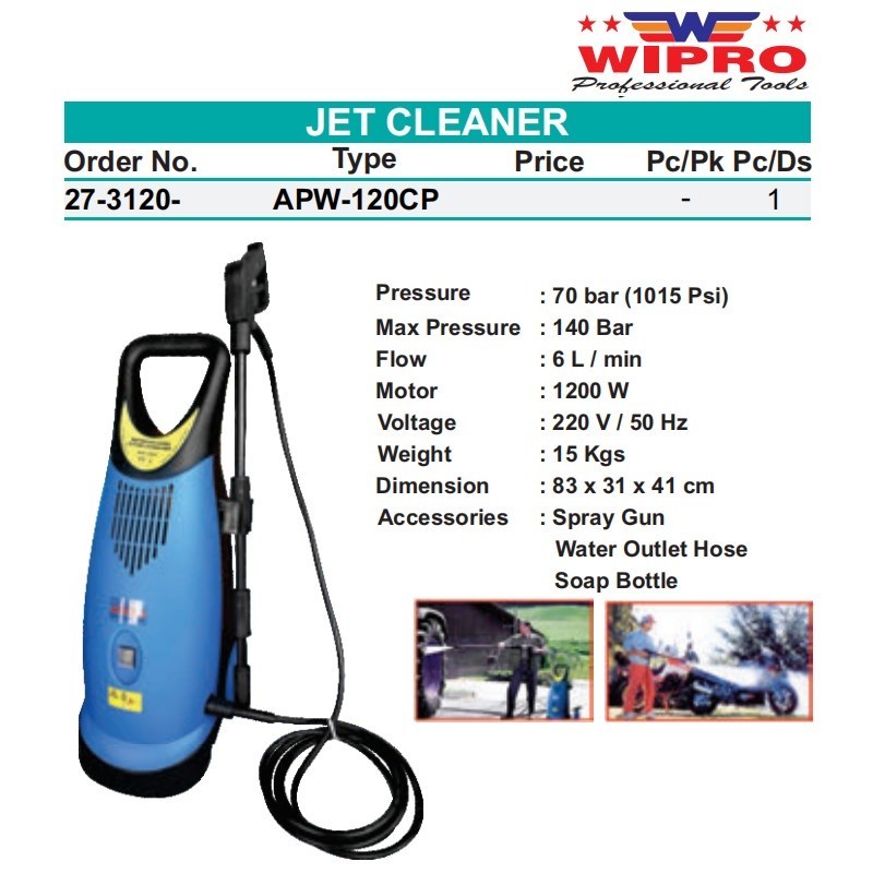 Wipro APW-120 Mesin Jet Cleaner Induksi Cuci Motor Mobil Truk Karpet