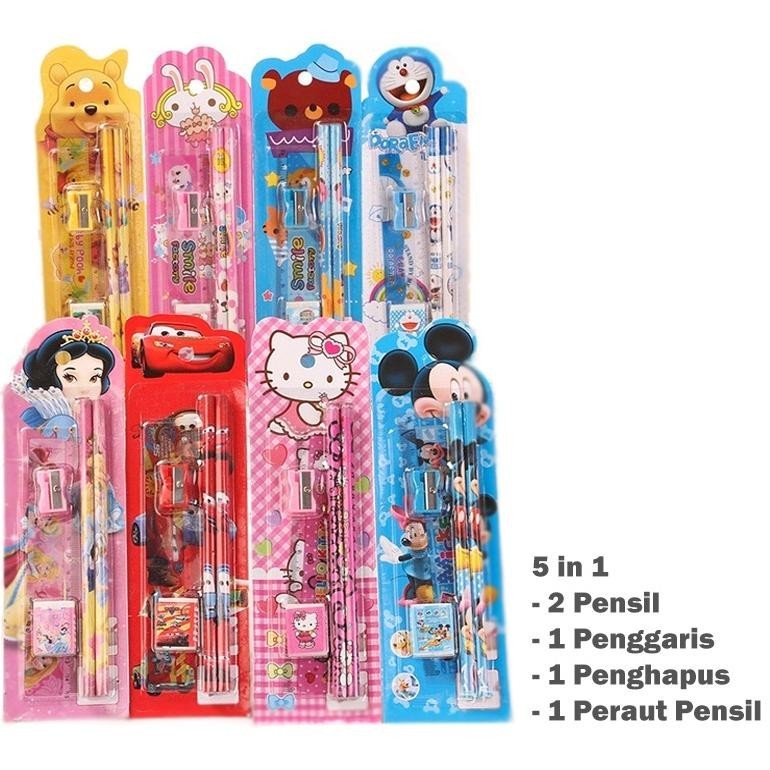 

Sale TMALL S004 SET ALAT TULIS SEKOLAH 5 in 1 KARAKTER LUCU / MINI STATIONERY Sale