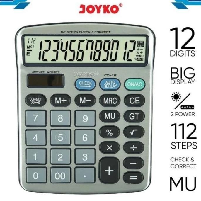 

JOYKO CC46 CHECK CORRECT CALCULATOR -Big Display Kalkulator Meja CC 46