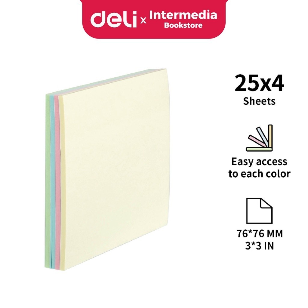 

Deli Memo tempel - EA02602 Sticky Notes 76×76mm 3''x3" Perekat yang kuat dan tahan lama