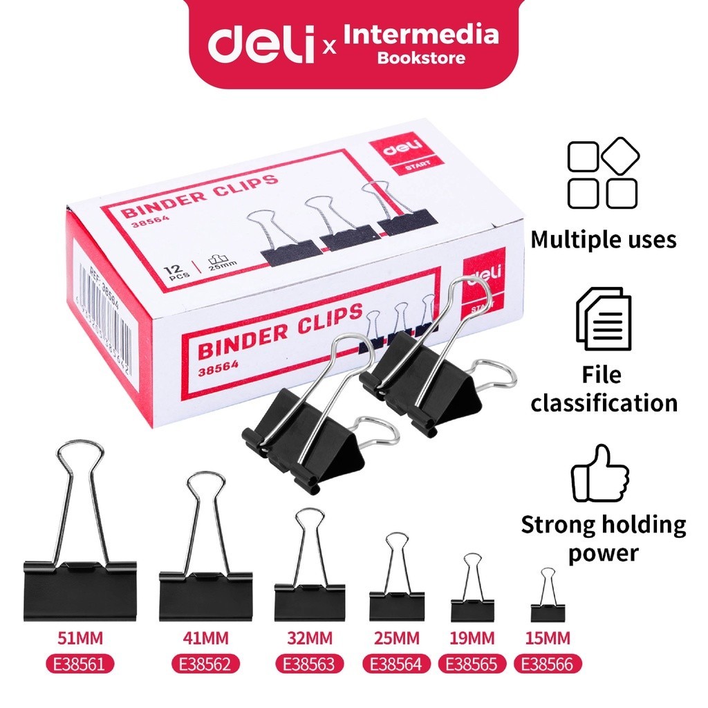 

Deli Office Consumable E38565 /Binder Klip-Binder Clips 19mm