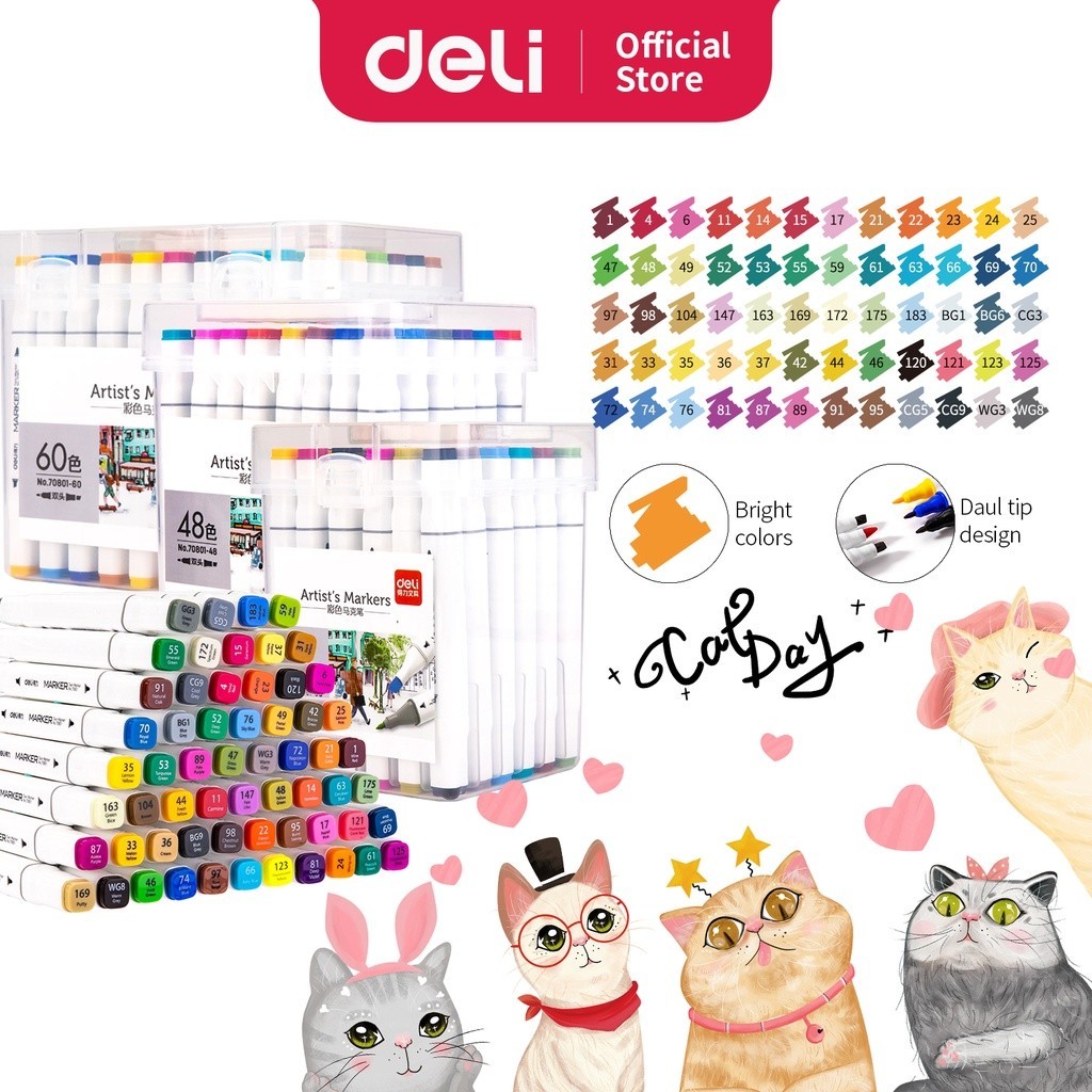 

Deli Spidol 24 Warna 70801 dengan Ujung Tip Ganda Desain Profesional