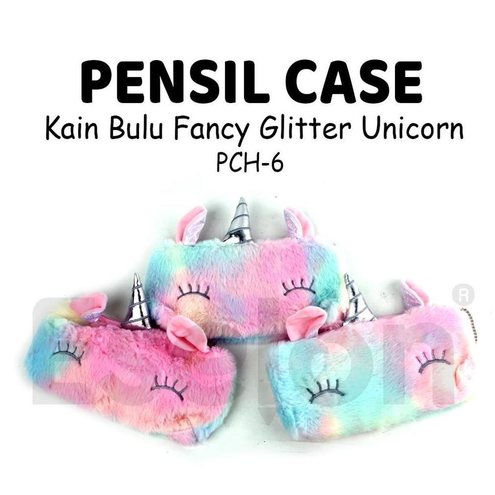 

uk-68 Kotak Pensil Resleting BULU Kuping / Kotak Pensil Bulu Warna Rainbow Hemat