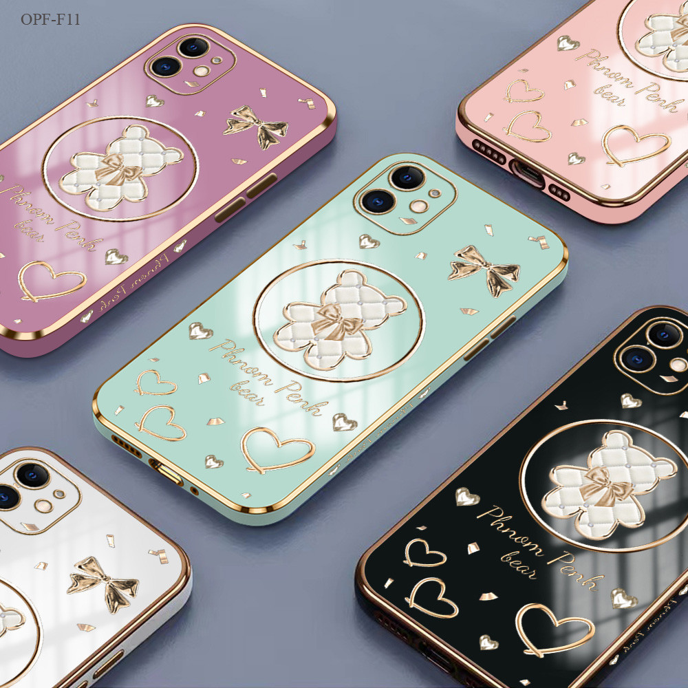 Casing Hp Untuk OPPO F11 F9 F7 F5 F1S Pro Youth Lokal Stock Lanyard Gratis Phone Case Kesing Bear Ca