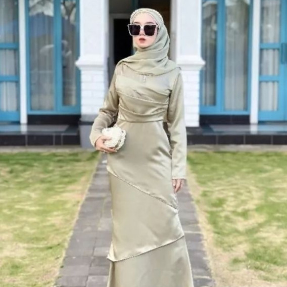 Gsmis Pesta Kondangan Gamus Muslim Polos Baju Gamis Perempuan Ghamis Wanita Idul Fitri Ibu Ibu Gamis