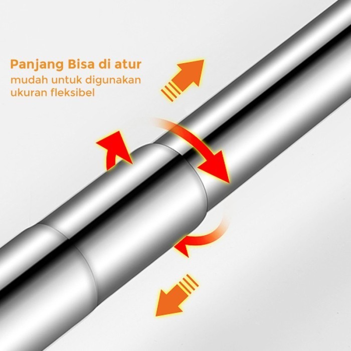 Tiang Gorden Fleksibel Besi Tiang Jemuran Baju Portable Tanpa Paku