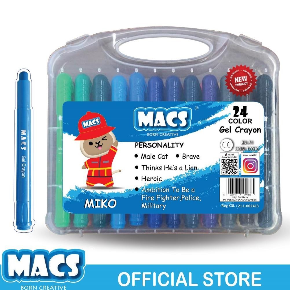 

Uy-23 Macs 24 Colors Gel Crayon Warna Gratis Ongkir