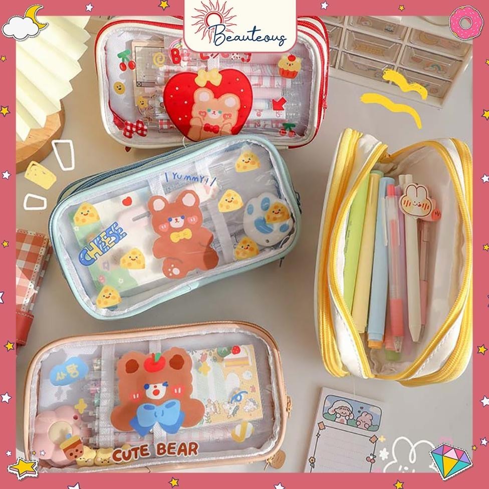 

Qw-45 Tempat Penyimpanan Pensil Kosmetik Pouch Transparan Motif Lucu Serbaguna Sale