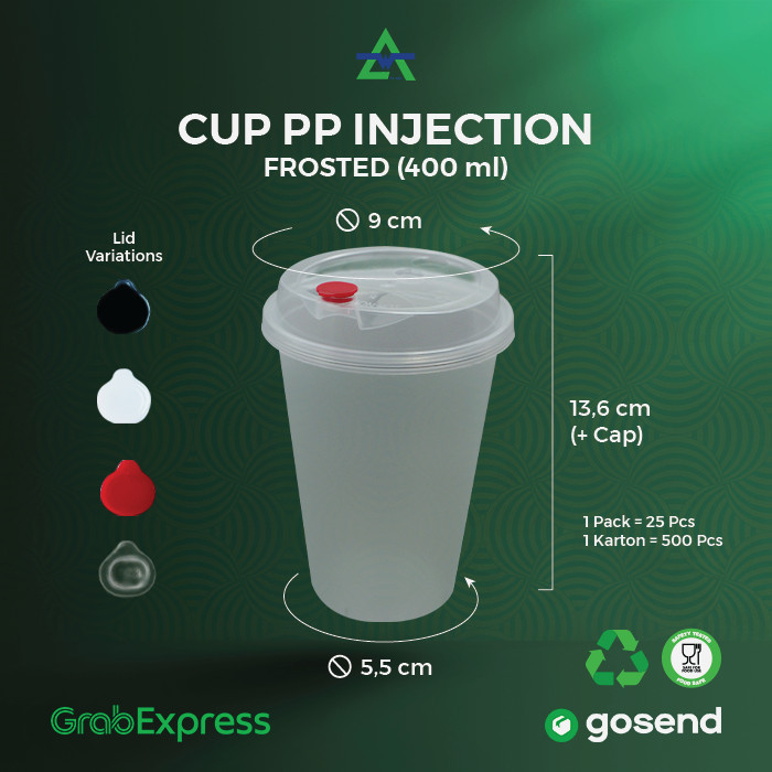 

DISKON PP Cup Injection 400ml FROSTED - Isi 25pcs