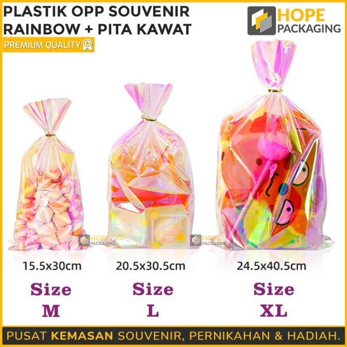 

PROMO [20 Pcs] Plastik OPP Rainbow Souvenir Snack Ultah + Pita Kawat