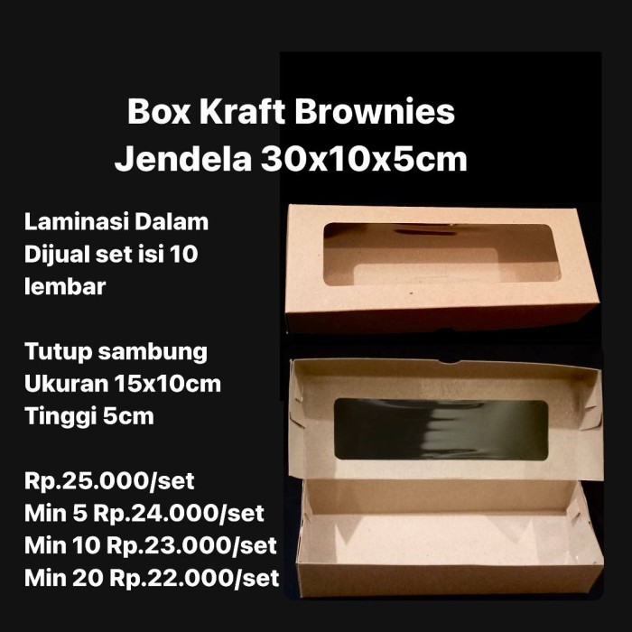 

HOT SALE Box Kraft Brownies Jendela 30x10x5cm Dijual Per Set Isi 10 lembar