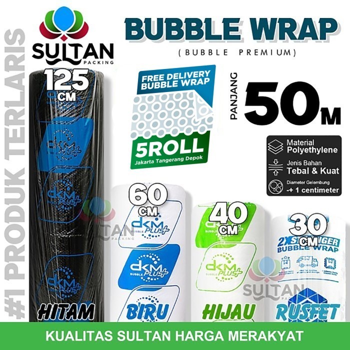 

HARGA DISKON Plastik Bubble Wrap 50meter DKM Plus roll Hitam Bening premium