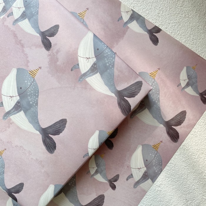 

SALE Wrapping paper birthday whale
