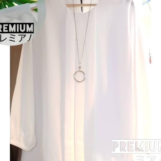Blus Putih Wanita Garis Oset Jumbo