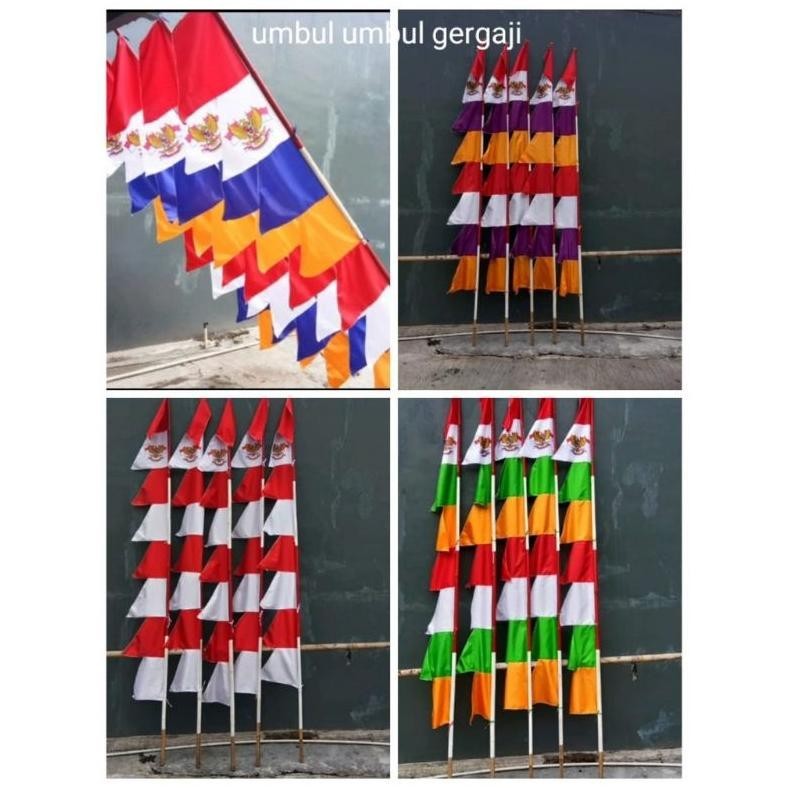 TERLARIS umbul umbul gergaji kurang lebih 3 meter/artibut 17 Agustus/atribut kemerdekaan/bendera umb