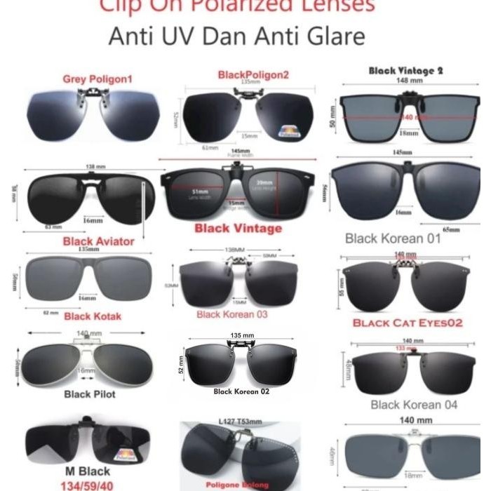 Kacamata Clip Ons/Klip On Polarized Flip Up