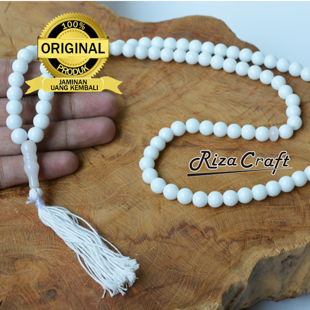 Promo Tasbih Muslim Batu Giok Putih Asli Kalimantan Stone 99 Butir Premium