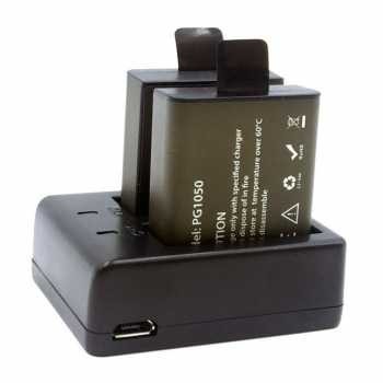 2Pcs Baterai + Charger Batre Eken H9R Sjcam H3R H8Pro Sj4000 H8 Pg1050