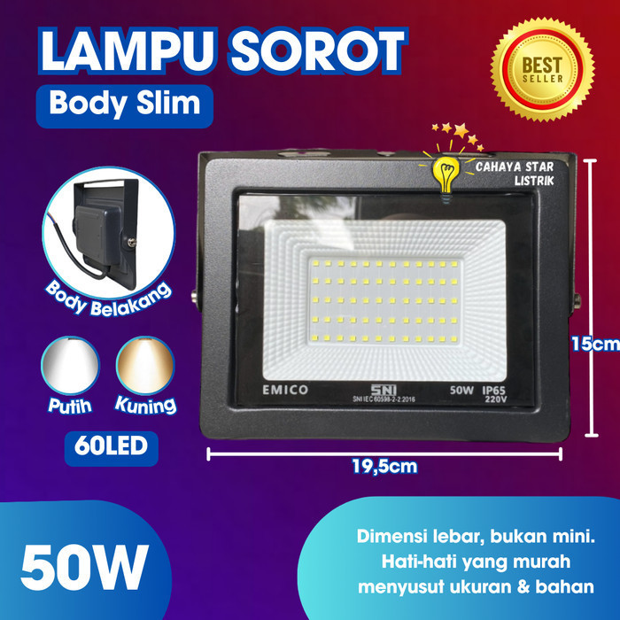 Sukaca - Emico Lampu Sorot Led 50Watt / Floodlight Outdoor Tembak Lapangan