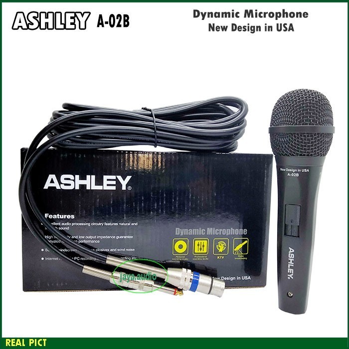 Mikrofon Dinamis Professional Ashley A-02B Mik Kabel Mic Vokal Ashley