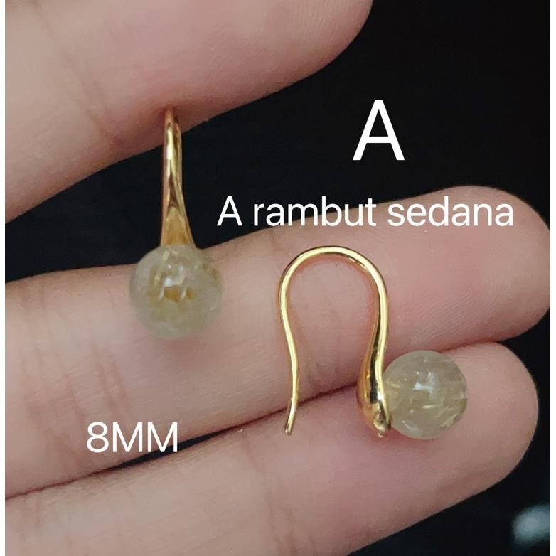 Sale Promo Anting Batu Rambut Sedana Dan Giok Lapis Emas Awet Terlaris