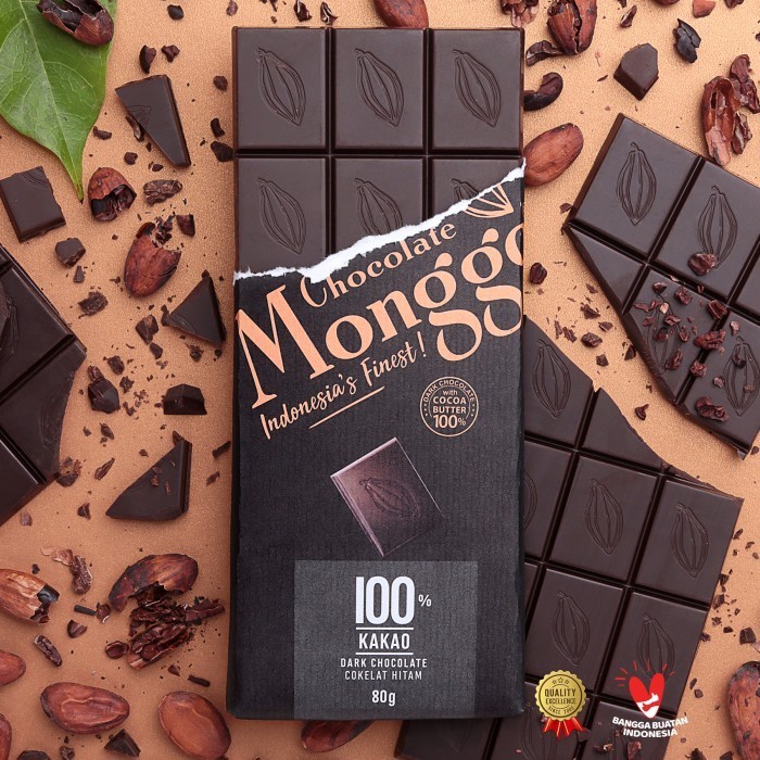 

KOMPLIT Dark Cokelat 100% Chocolate Monggo 80 Coklat Hitam Snack Diet Keto