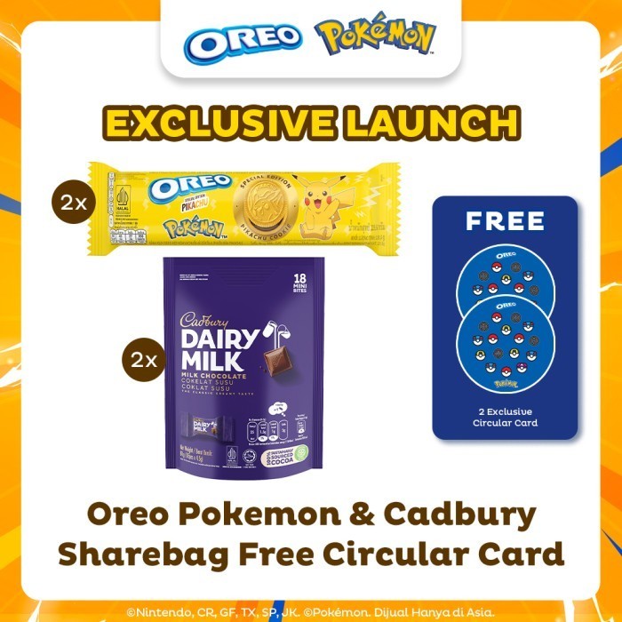 

TERPERCAYA Oreo Pokemon Chocolate Banana 119.6g dan Cadbury Sharebag