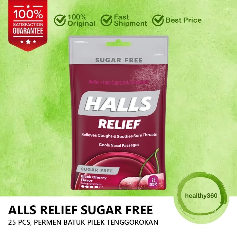 

Halls Sugar Free Honey Lemon Permen Batuk Pilek Tenggorokan Made in Canada isi 25