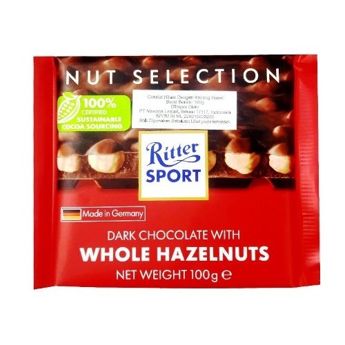 S61182 RITTER SPORT DARK HAZELNUT COKLAT 100GR PACK MAJU BERSAMA (20250910)
