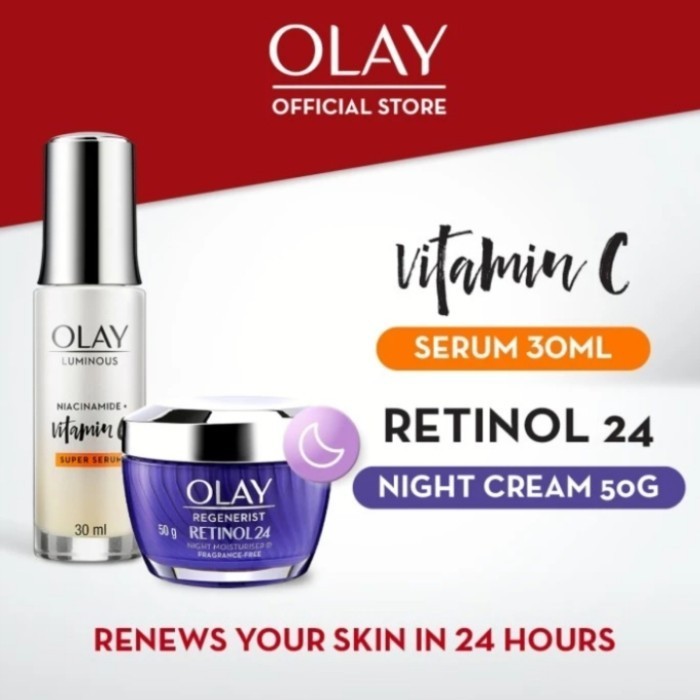 Promo - OLAY Niacinamide Vitamin C Serum + Retinol 24 Night Cream