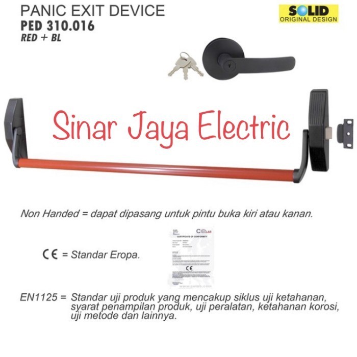 Panic Bar Solid PED 310 + 016 / Panic Exit Solid