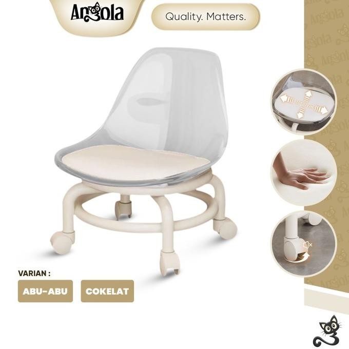 Angola Kursi Plastik Sandaran L43 Kursi Roda Kecil / Kursi Belajar Anak Rolling Stool H56J