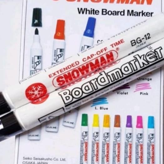 Spidol Snowman Whiteboard Bg-12 Hitam 1 Kotak Isi 12 Pcs