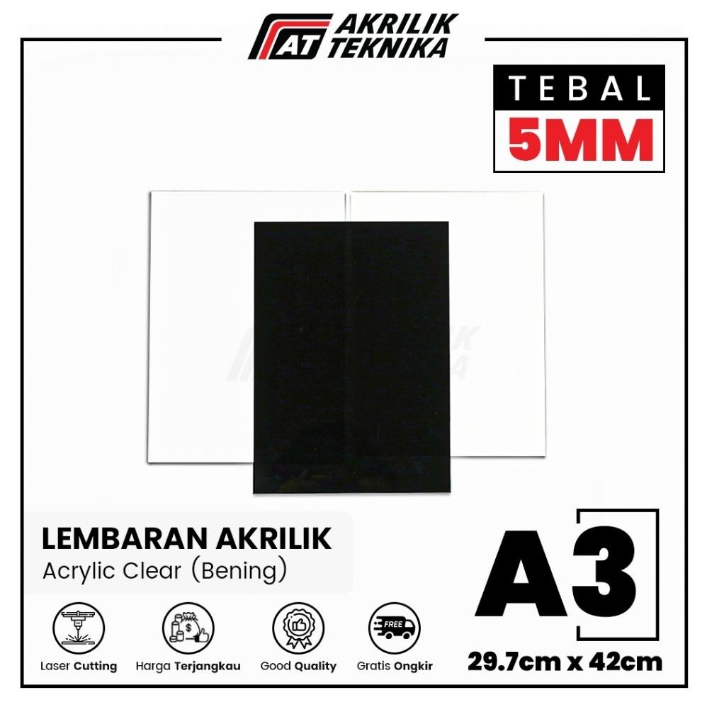 

Tr24 Lembaran Sheet Akrilik A3 5Mm - Hitam Putih Susu Bening Termurah