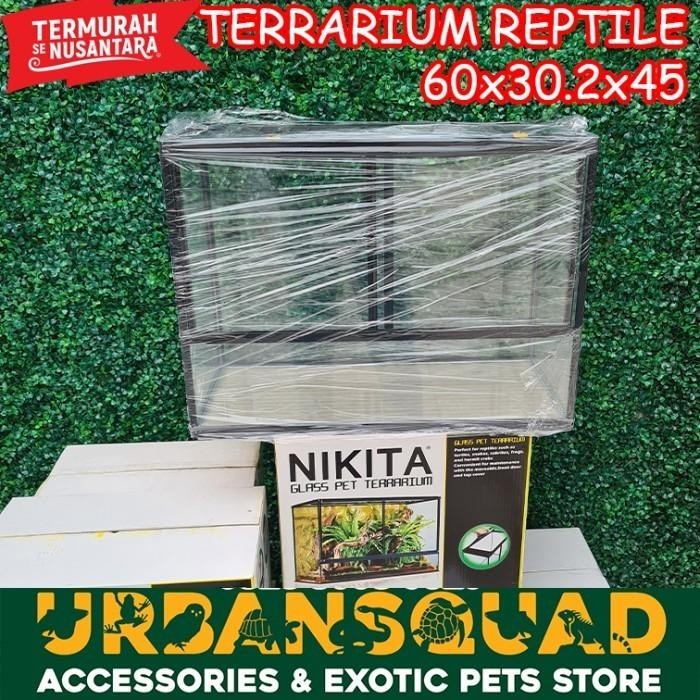 TERBAIK TERRARIUM NIKITA L 60X30.2X45CM SULCATA ALDABRA REDFOOT IGUANA