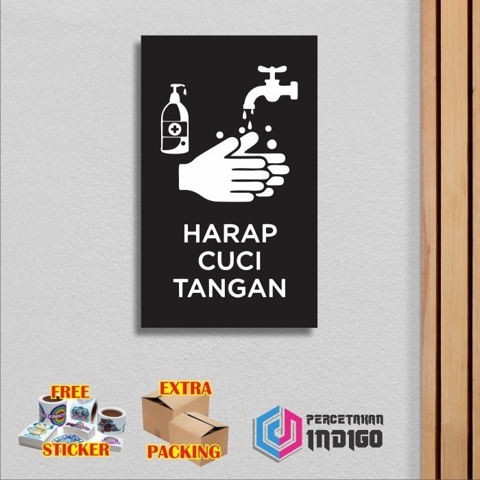 

Grosir Papan tanda sign board akrilik 15cmx25cm Harap cuci tangan Elegan