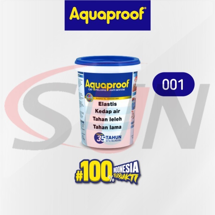 Cat Tembok Aquaproof 1 Kg Eksterior Anti Bocor Waterproofing Putih Hitam Hijau Abu Muda Pink Orange
