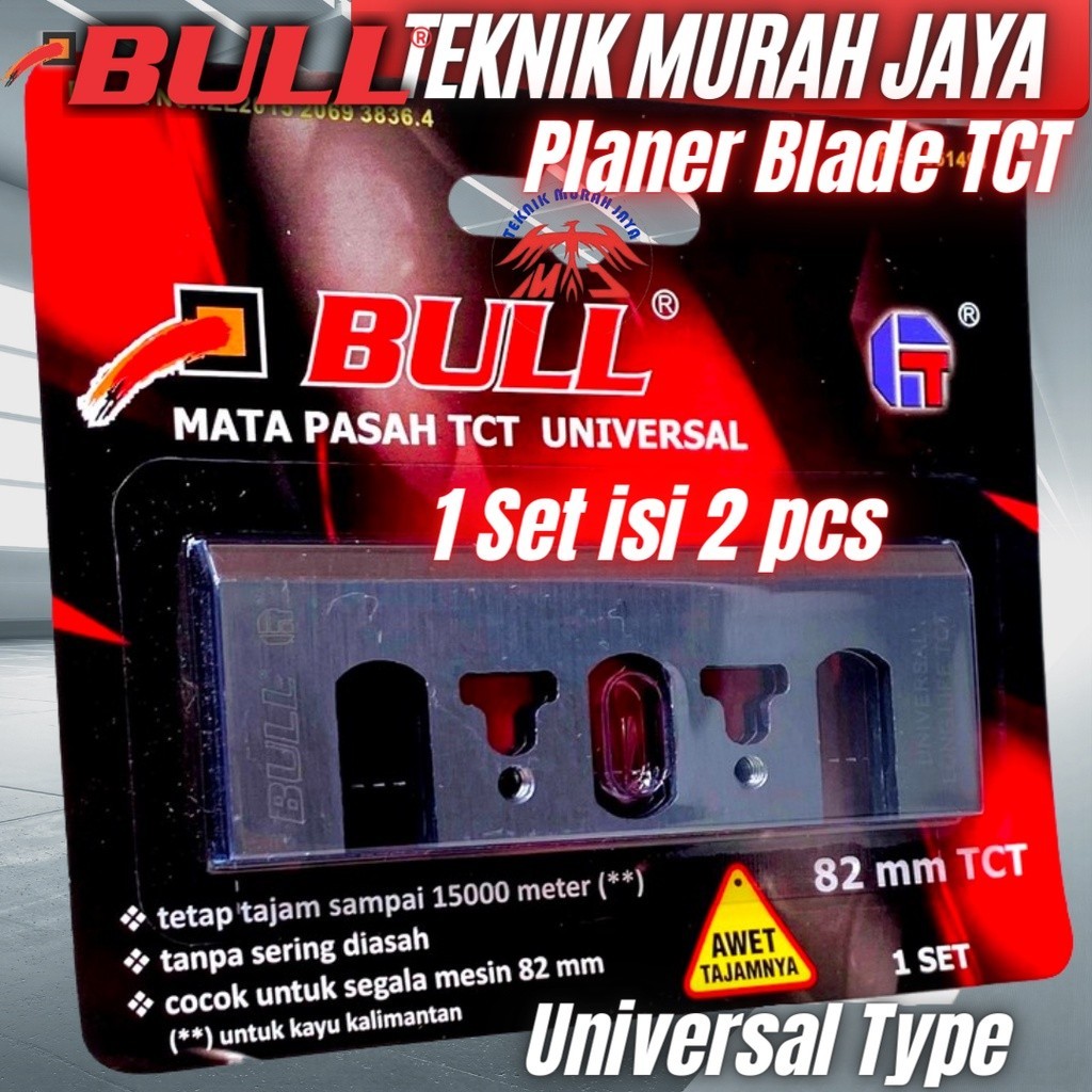 Original Bull Planner Blade Tct Universal 82 Mm Mata Pisau Pasah Ketam Kayu