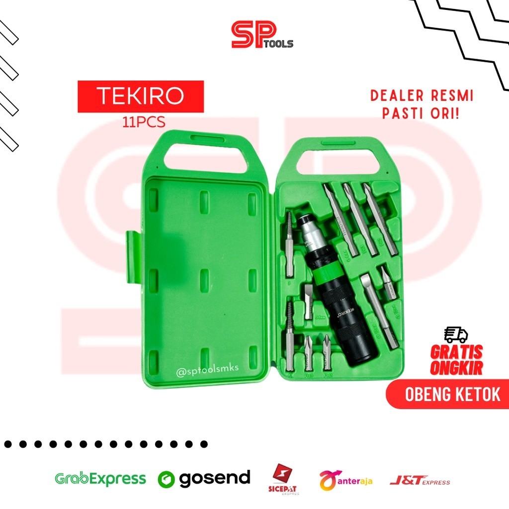 Original Obeng Ketok / Tumbuk / Impact Driver Set Tekiro 11 Pcs