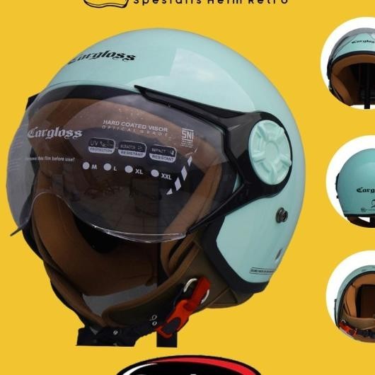 Helm Cargloss Yrh Hijab Slime Green | Helm Retro Cargloss | Helm Hijab