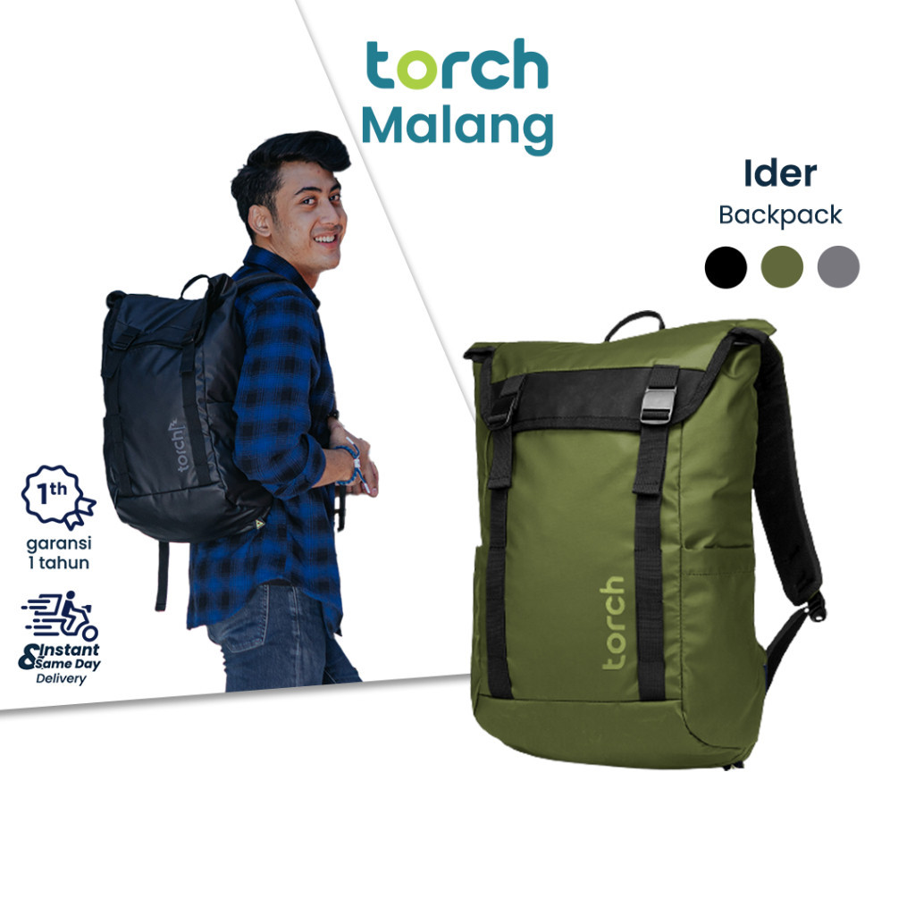 TORCH Ider Tas Ransel Punggung Sekolah Kerja Travelling Laptop Pria Wanita Tahan Air 19 Liter - Dail