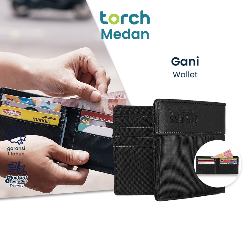 TORCH Gani Dompet Polos Lipat Panjang Pendek Pria Wanita Kartu Tempat Uang Tahan Air